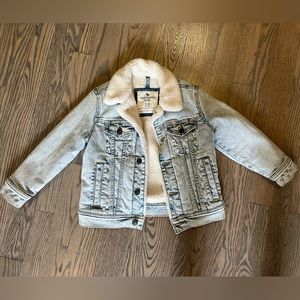 Abercrombie and Fitch kids denim shearling jacket.